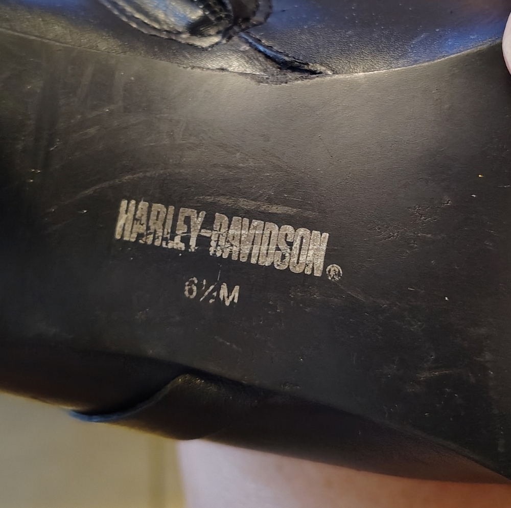 Harley Davidson Black Leather Moto Ankle Boots Sons Of Anarchy Biker Size 6.5 - Picture 5 of 12